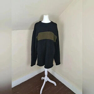 BONFIRE 100% Lambs Wool Black Mens Sweater Size XL